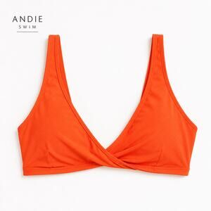 Andie Swim Belmar Bikini Top Sire Orange Large Plunge Sustainable NWT